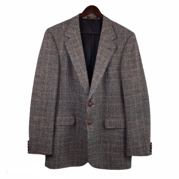 Vintage Bachrach Houndstooth Check Wool Blazer Men’s Size 42L Sport Coat